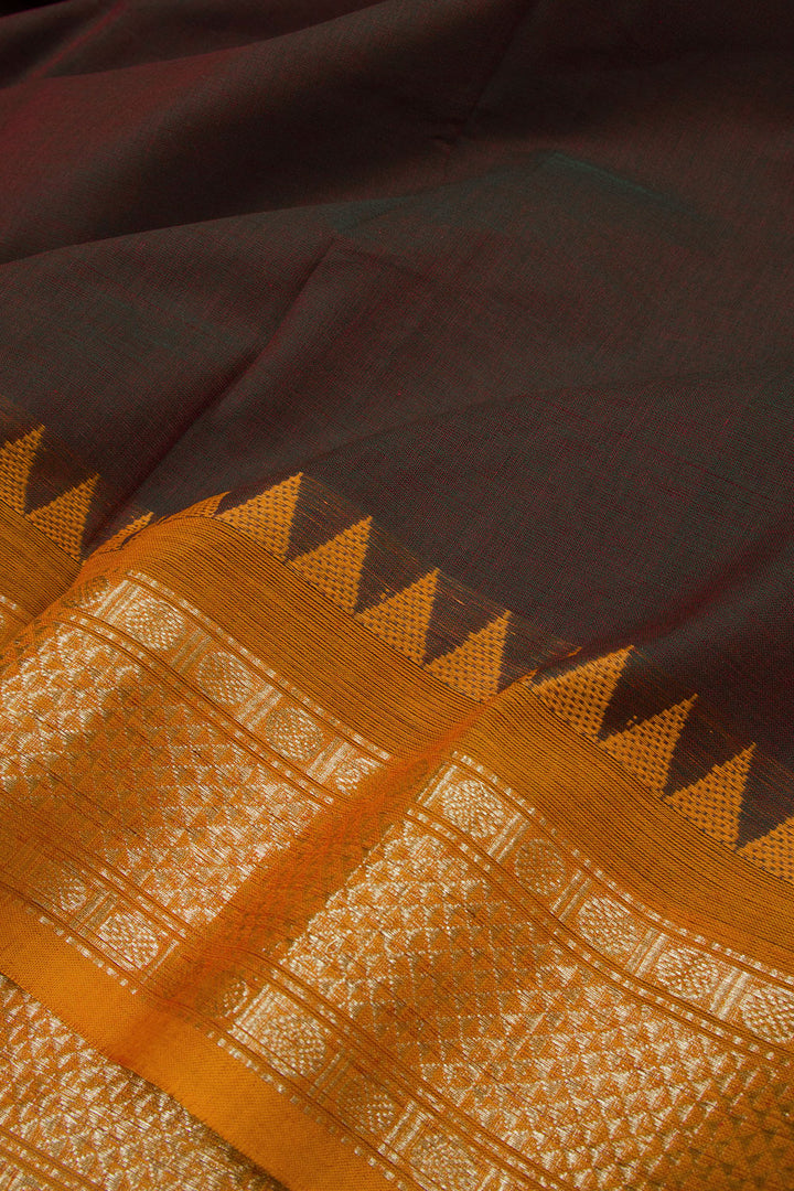 Snuff Brown Handwoven Kanchi Cotton Saree 10063463