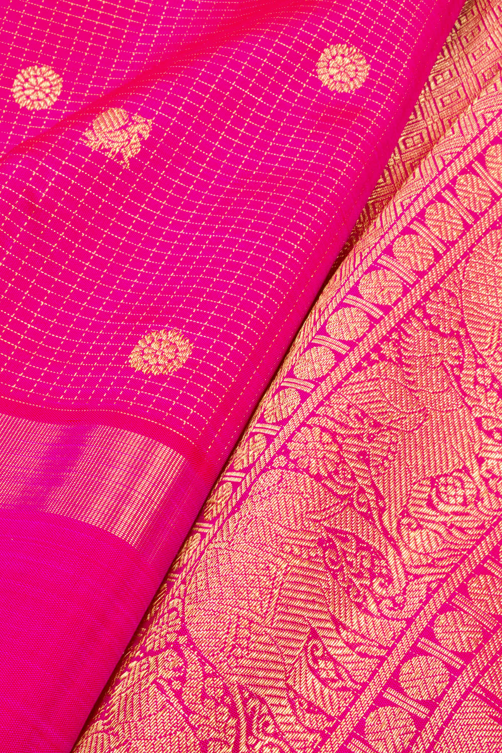 Rani Pink Pure Zari Kanjivaram Silk Saree 10062498