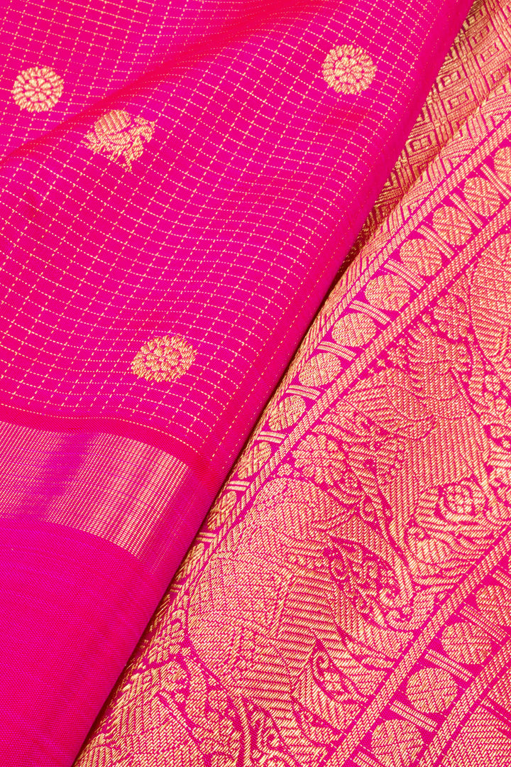 Rani Pink Pure Zari Kanjivaram Silk Saree 10062498