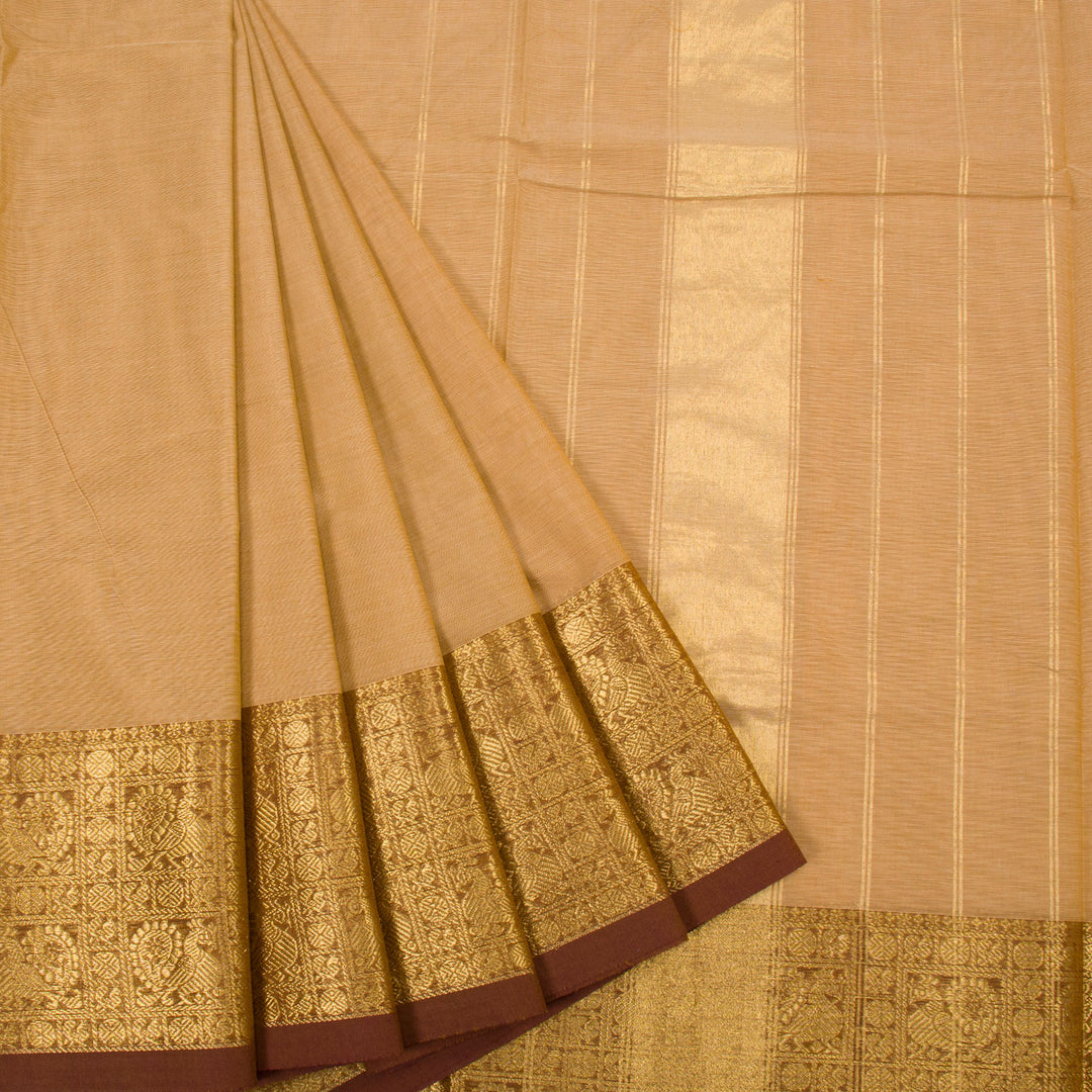 Sand Brown Handwoven Kanchi Cotton Saree 10063451