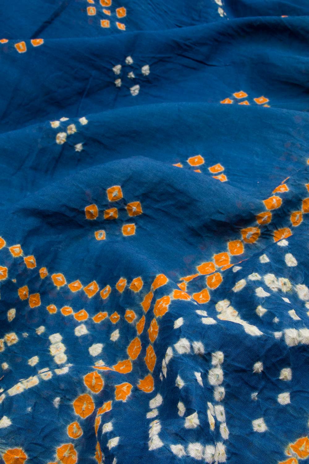 Yale Blue Handcrafted Bandhani Mulmul Cotton Saree 10062530