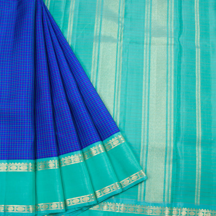 Sapphire Blue Pure Zari Korvai Kanjivaram Silk Saree 10062783