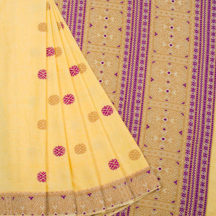 Sunset Yellow Handloom Assam Cotton Saree 10062511