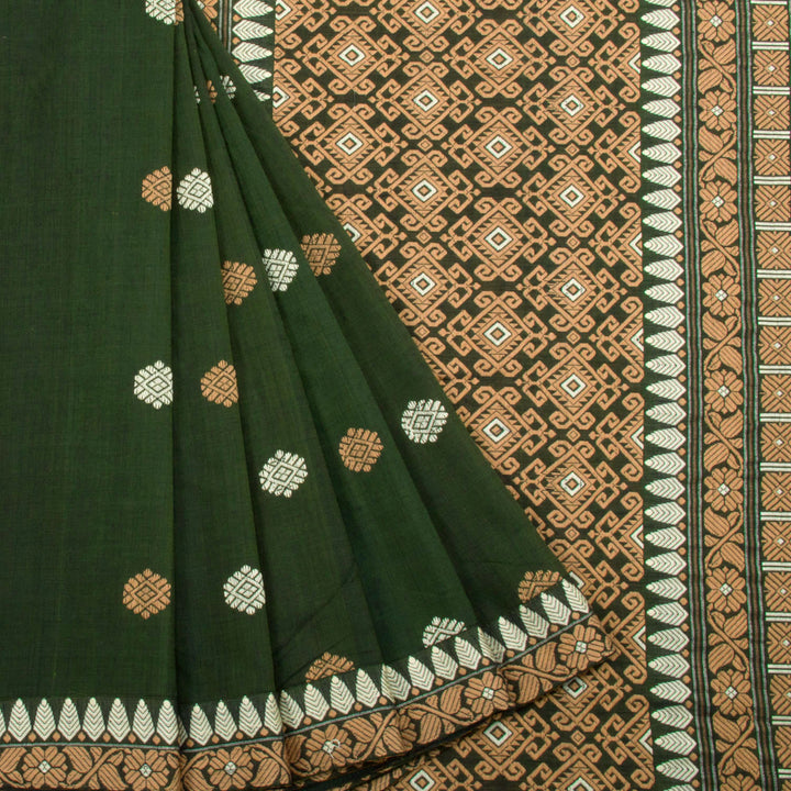 Seaweed Green Handloom Assam Cotton Saree 10062512