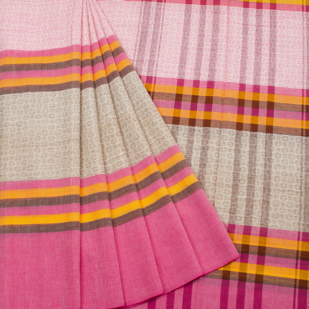 Pink Handloom Dhaniakhali Cotton Saree 10062588