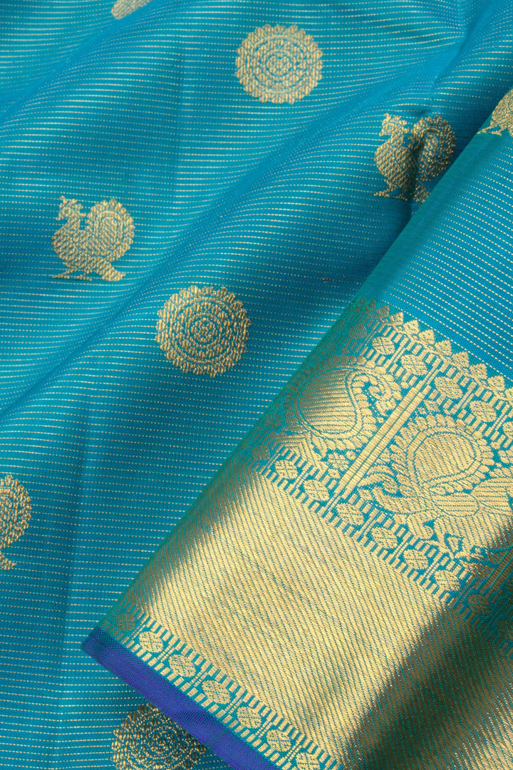 Blue Bridal Vaira Oosi Kanjivaram Silk Saree 10070598