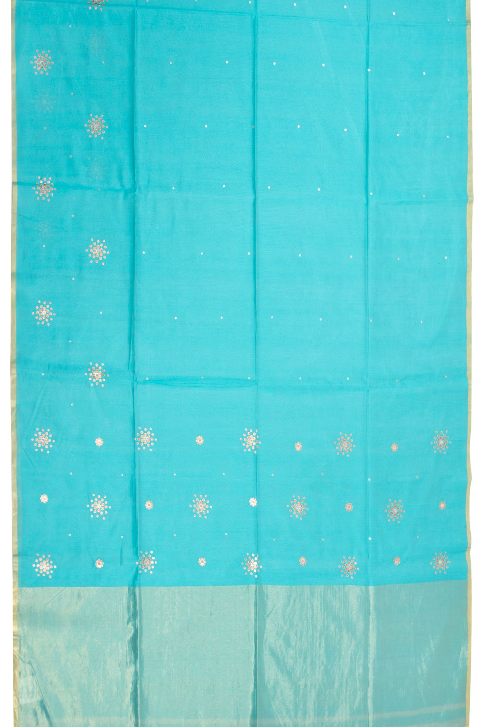 Blue Chanderi Silk Cotton Saree With Tissue Pallu