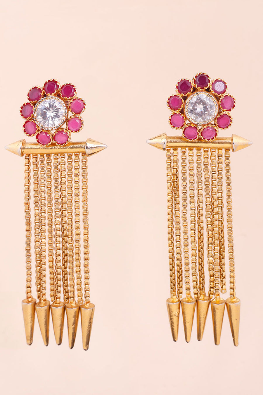 Gold Plated Earring With Floral Motif