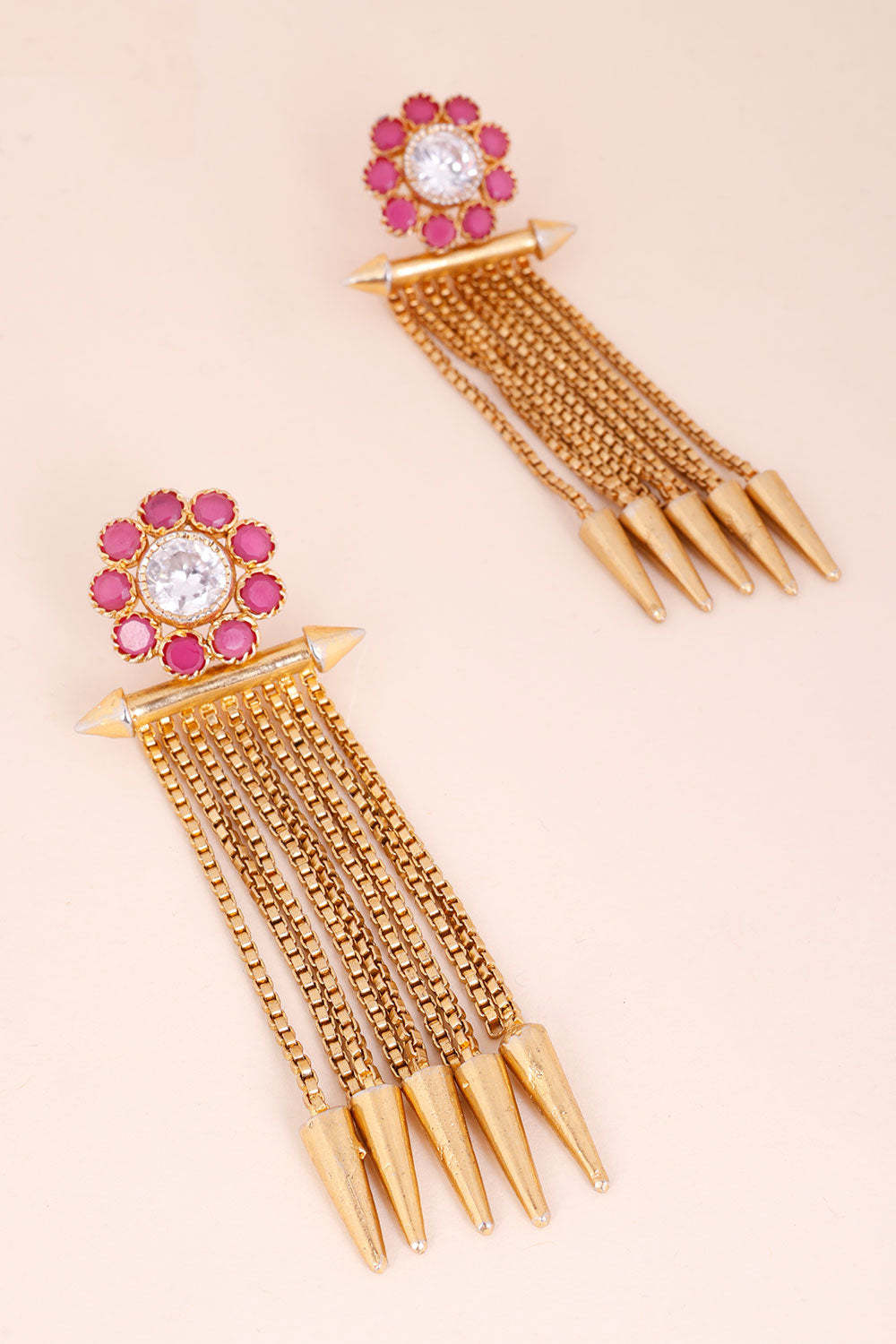 Gold Plated Earring With Floral Motif