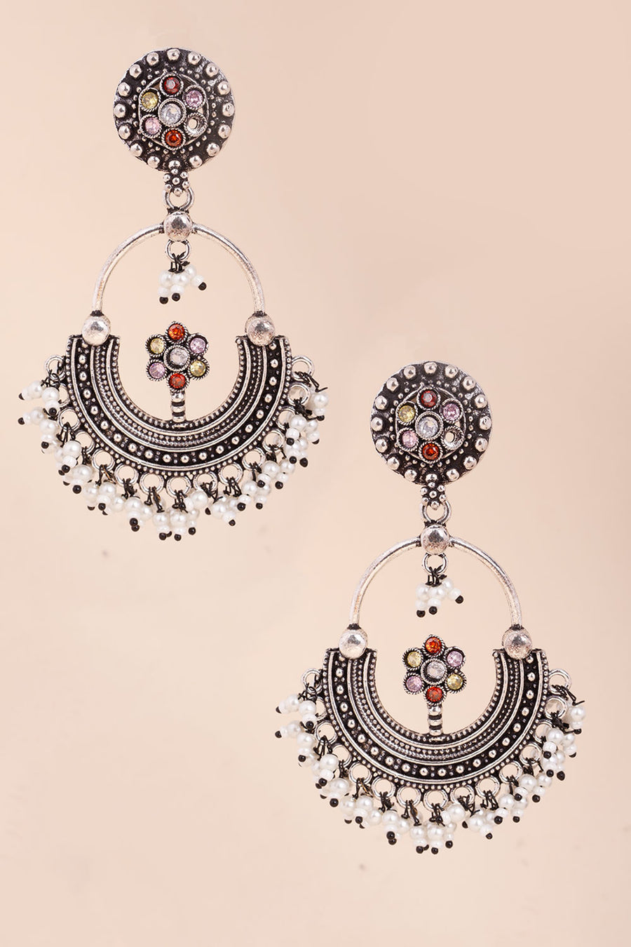 Multi Colour Oxidised Chaandbalis Earring