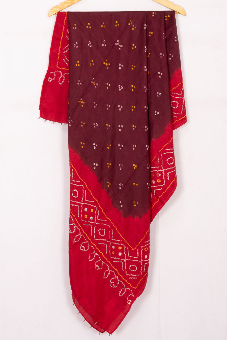 Maroon Bandhani Mulberry Silk Dupatta 10072134