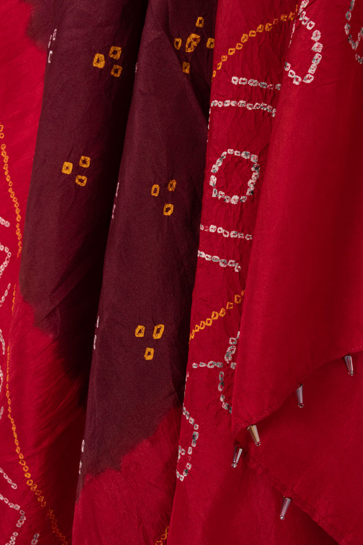 Maroon Bandhani Mulberry Silk Dupatta 10072134