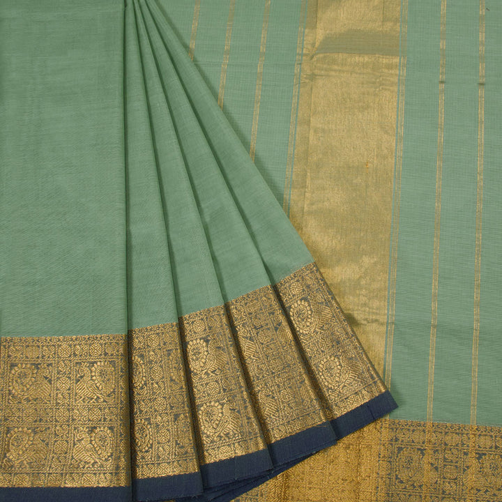 Seige Blue Handwoven Kanchi Cotton Saree 10063457