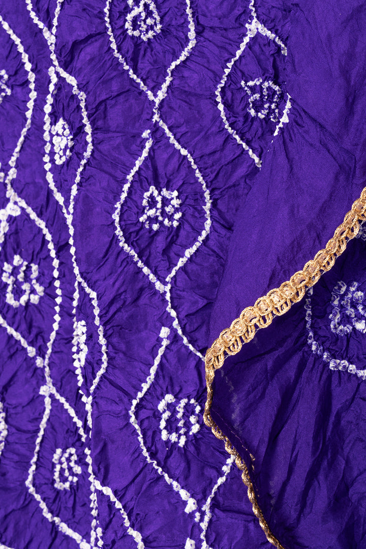 Violet Bandhani Mulberry Silk Dupatta 10072128