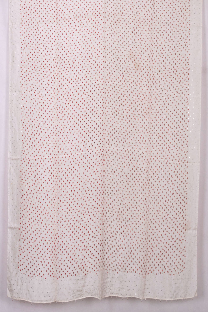 White Bandhani Mulberry Silk Dupatta with Mukaish Work 10072148