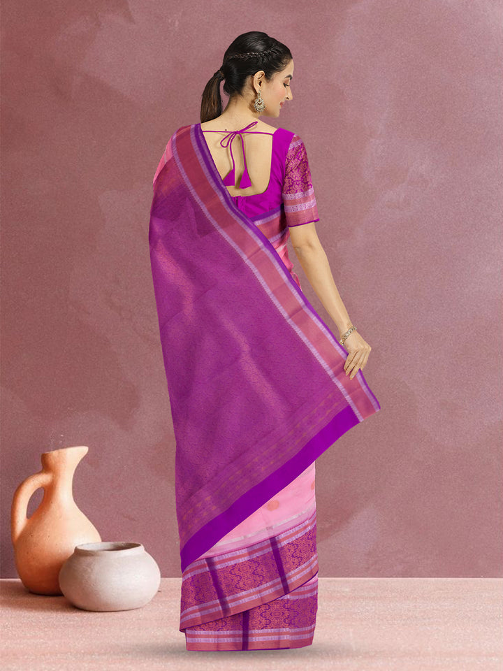 Pink Handloom Kanjivaram Silk Saree 10073830