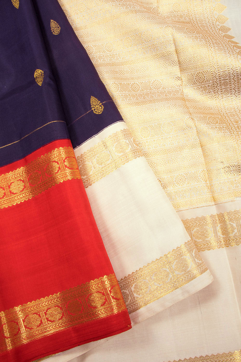 Blue Korvai Kanjivaram Silk Saree