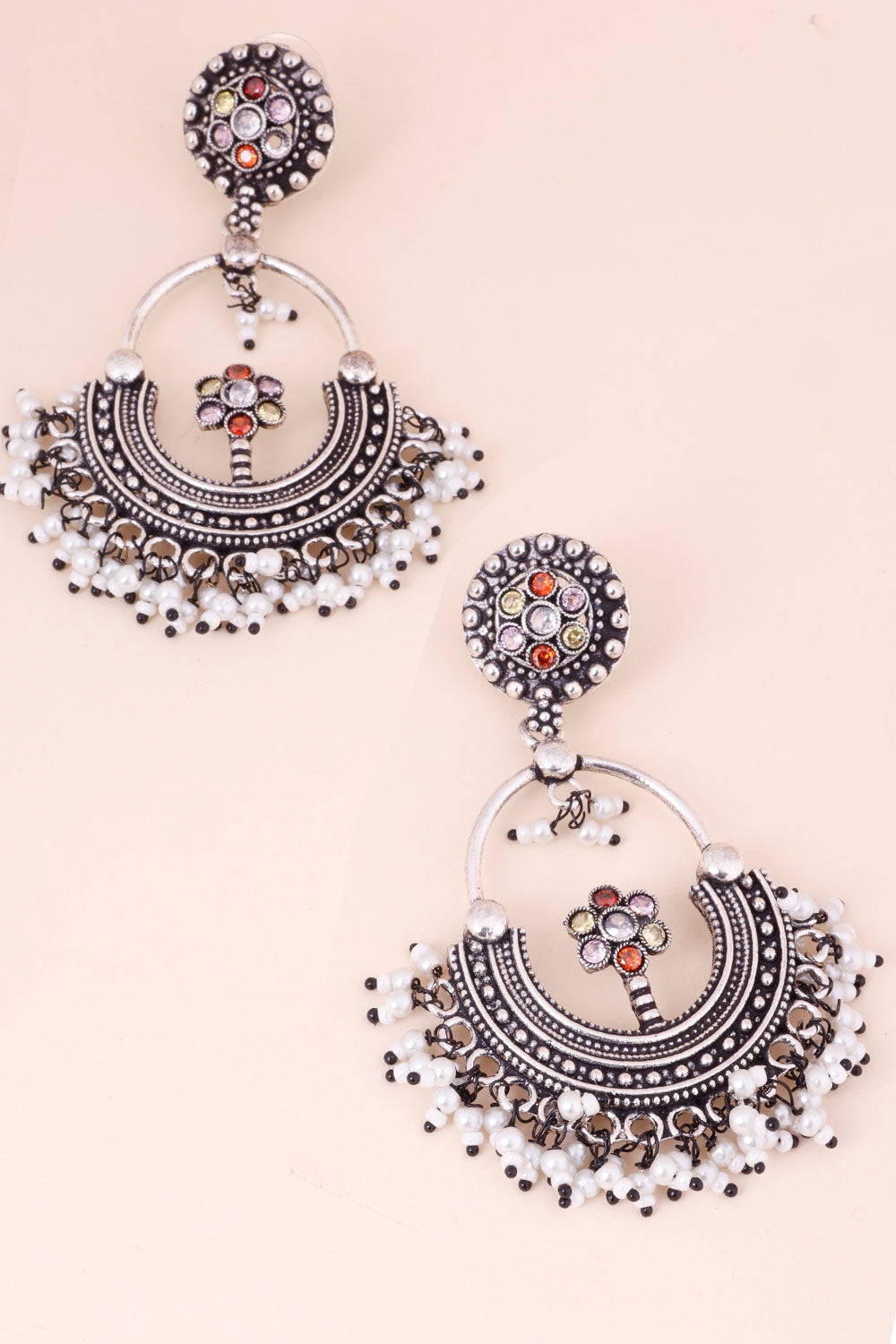 Multi Colour Oxidised Chaandbalis Earring