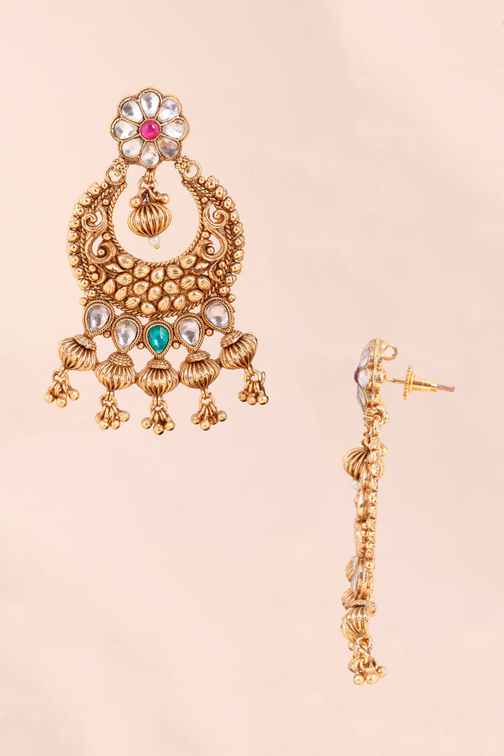 Gold Plated Kundan Chandbali Earring