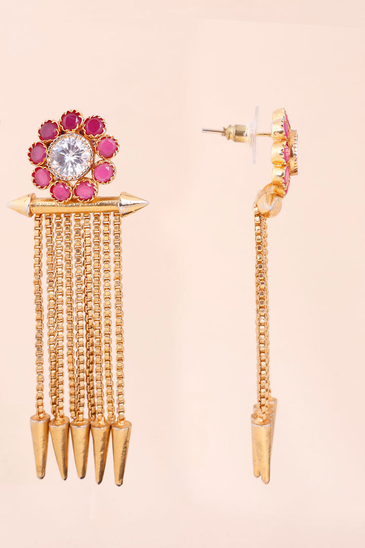 Gold Plated Earring With Floral Motif