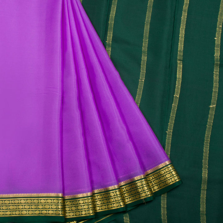 Rich Lilac Purple Mysore Crepe Silk Saree 10062322