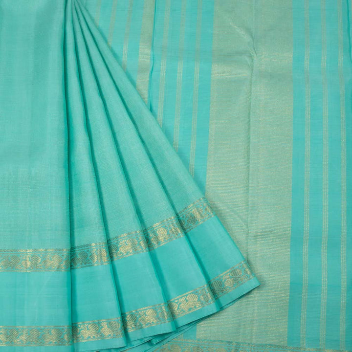 Teal Blue Pure Zari Kanjivaram Silk Saree 10063354