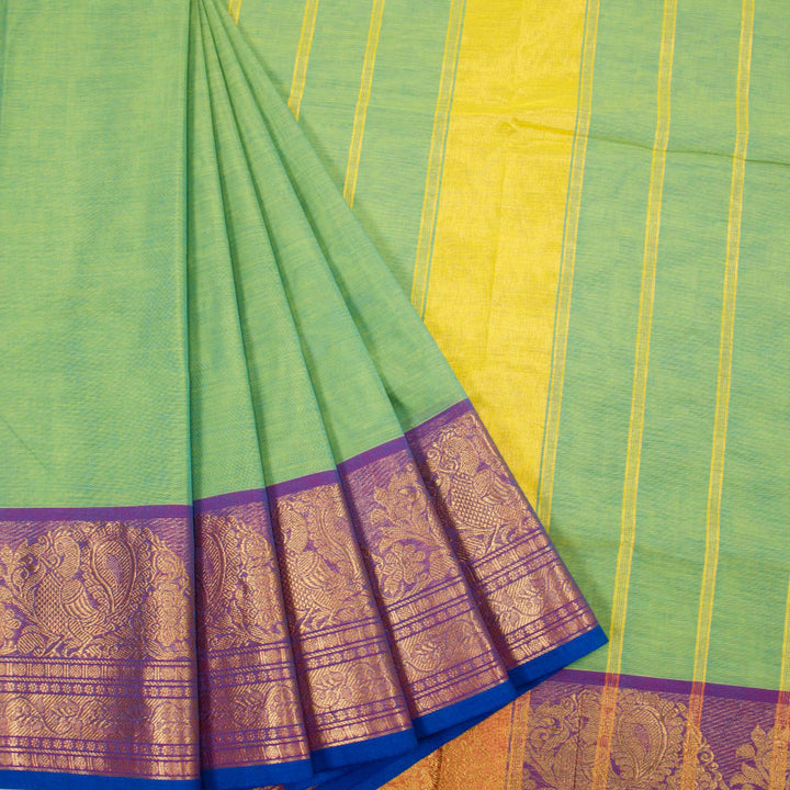 Spring Green Handloom Kanchi Cotton Saree 10063458