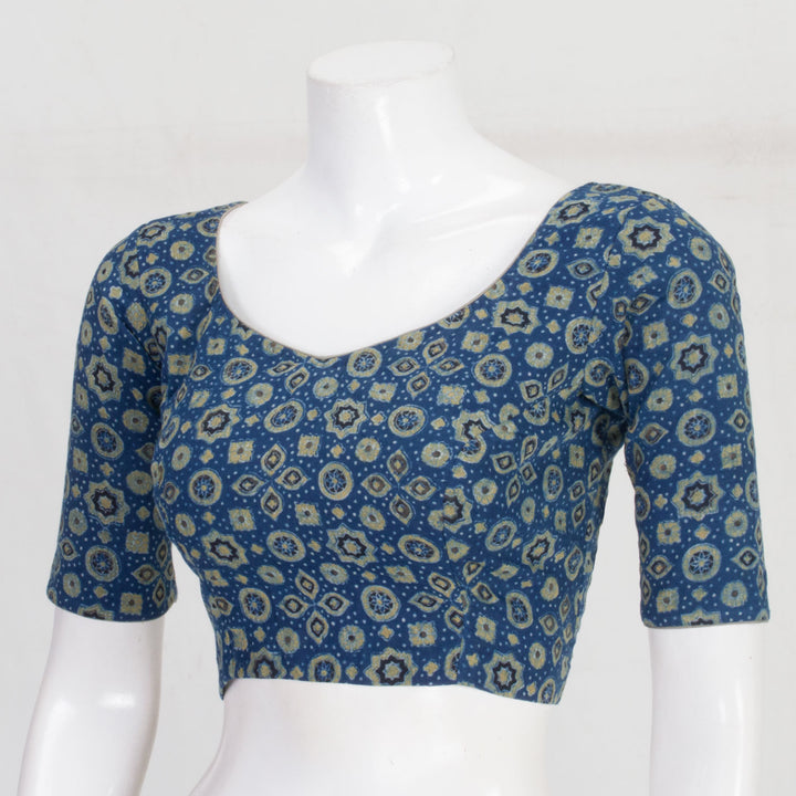 Blue Ajrakh Printed Cotton Blouse 10061447