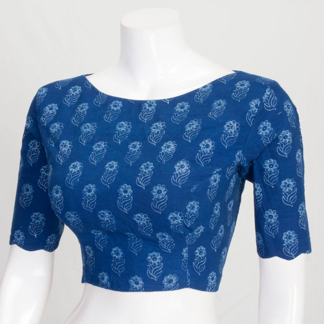 Blue Hand Block Printed Cotton Blouse 10061203