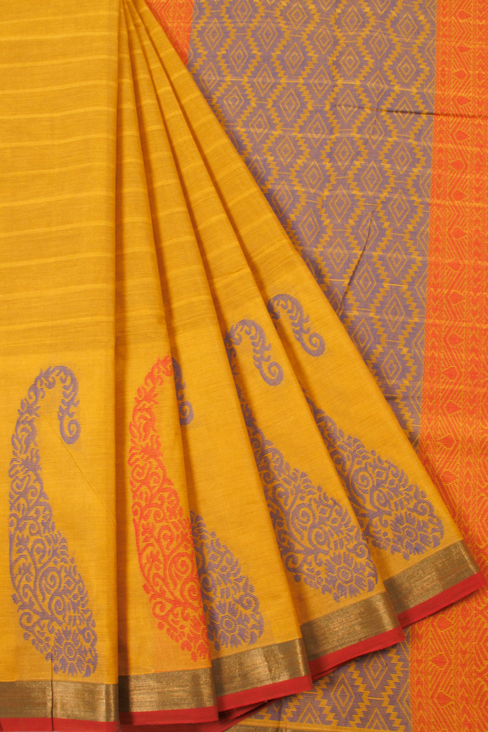 Cyber Yellow Handwoven Kovai Cotton Saree 10059929