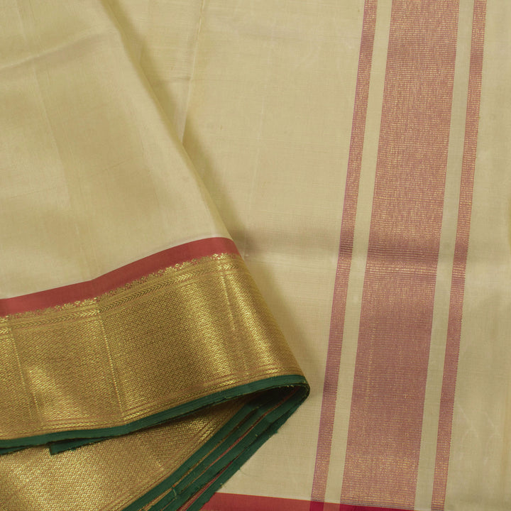 Handloom Pure Zari Kanjivaram Silk Dhoti with Angavastram and Zari Border