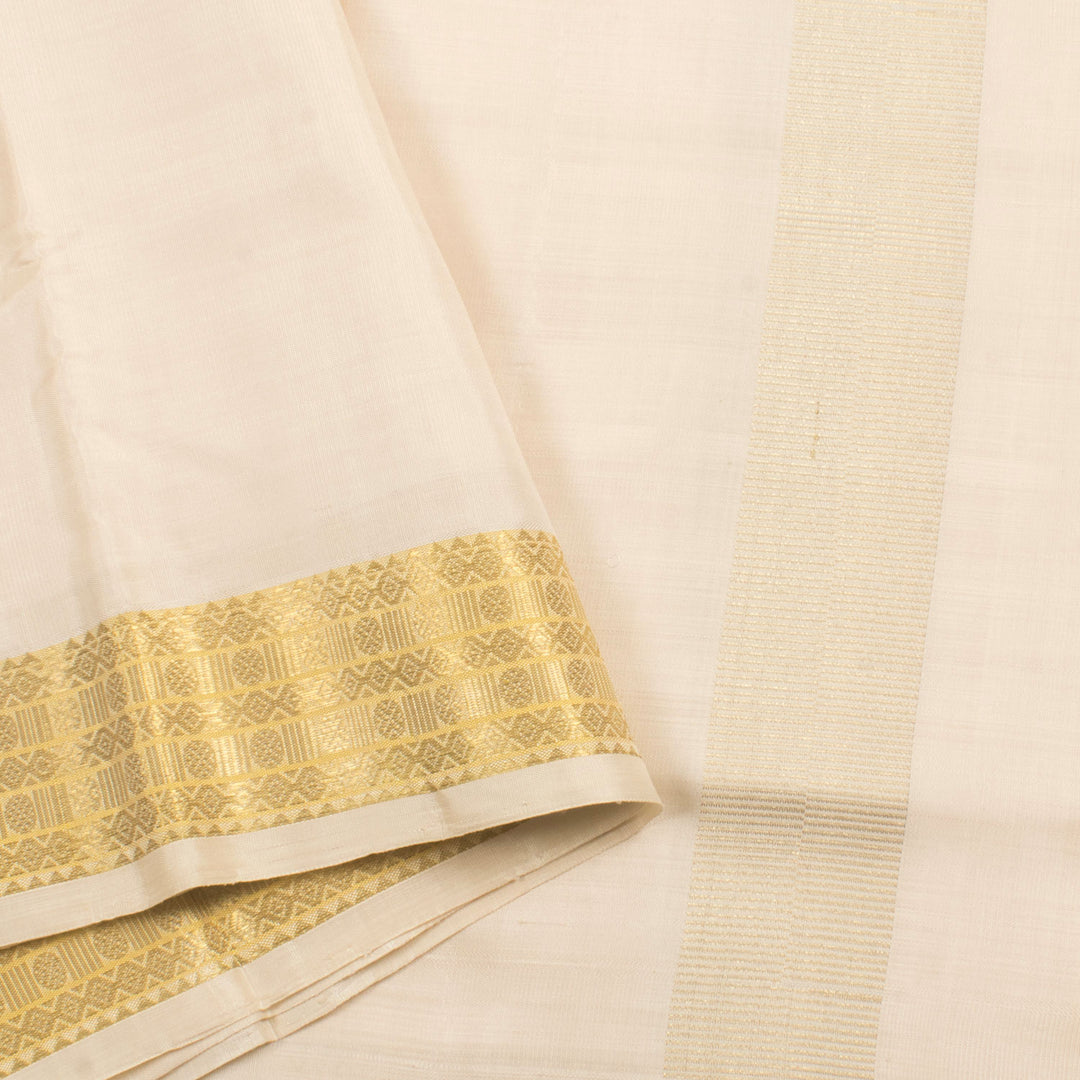 Handloom Pure Zari Kanjivaram Silk Dhoti with Angavastram and Zari Border