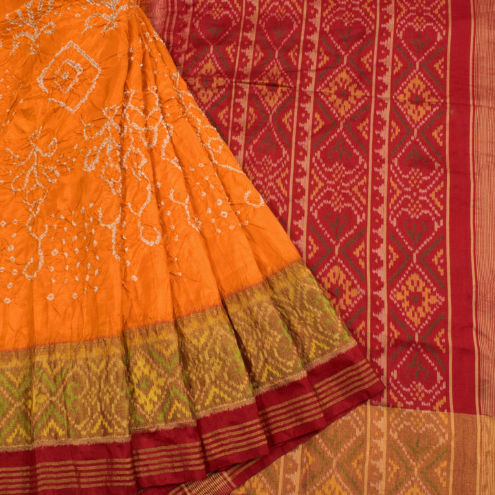 Kanjivaram Pure Zari Bandhani Ikat Silk Saree 10056407