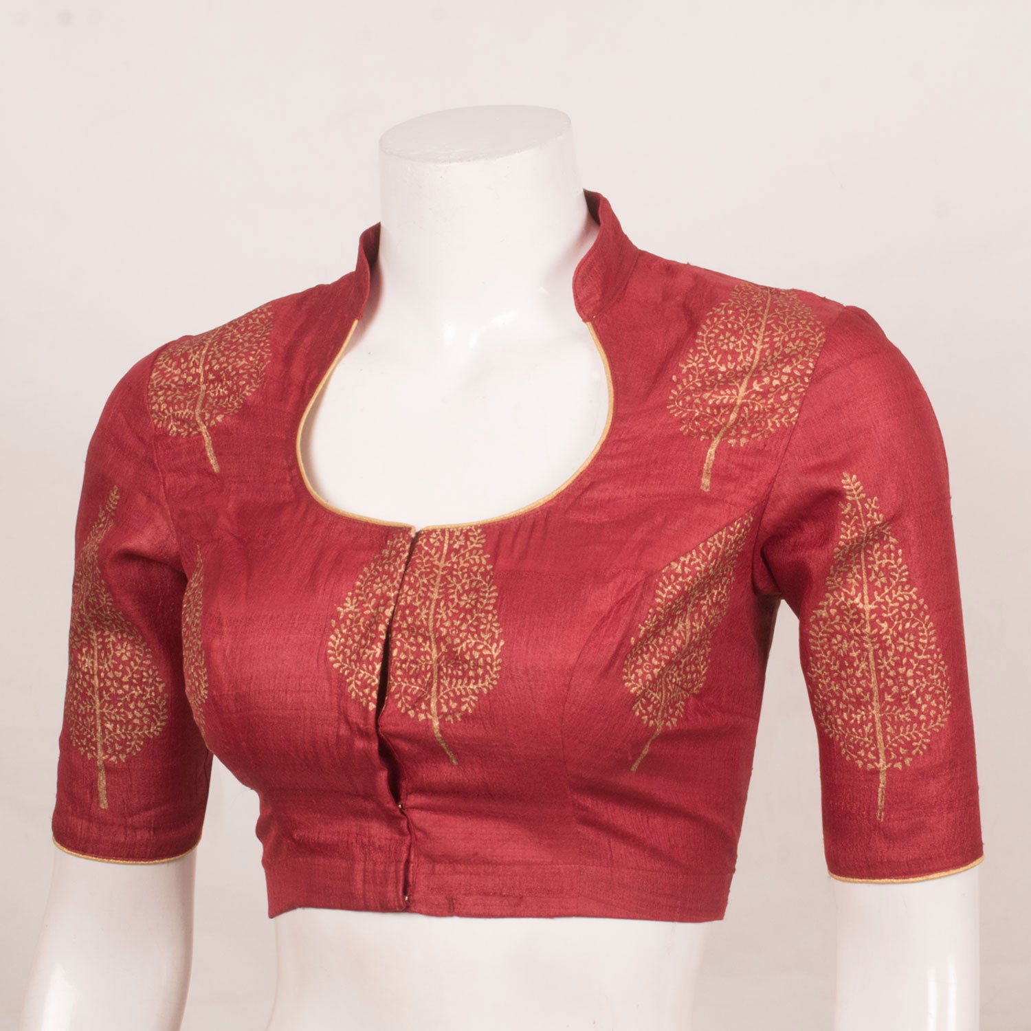 Metallic Printed Tussar Silk Blouse 10058676 – Avishya.com