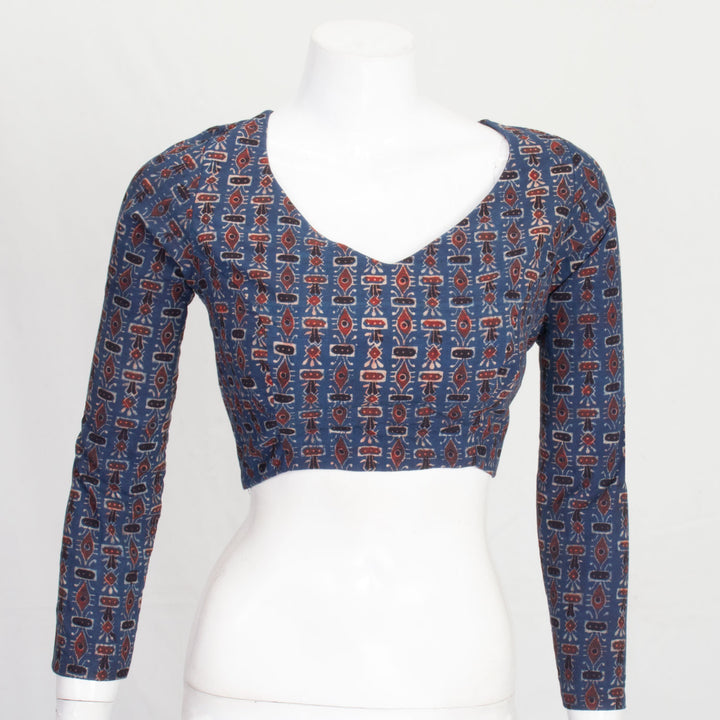 Blue Ajrakh Printed Cotton Blouse 10061195