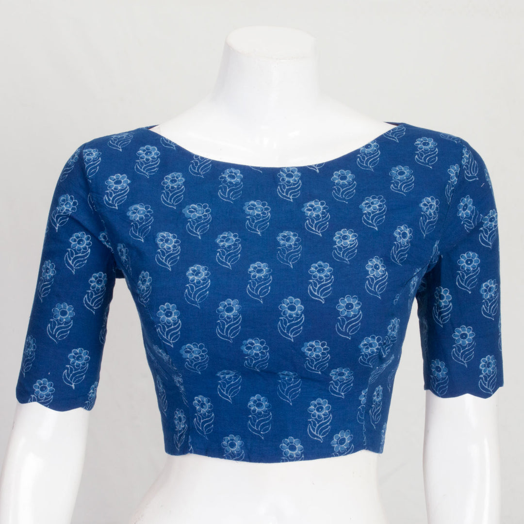 Blue Hand Block Printed Cotton Blouse 10061203