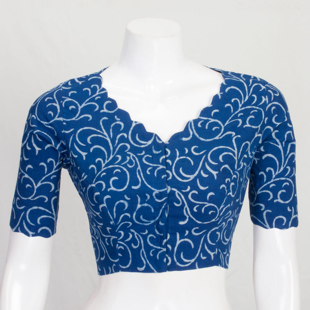 Blue Hand Block Printed Cotton Blouse 10061204