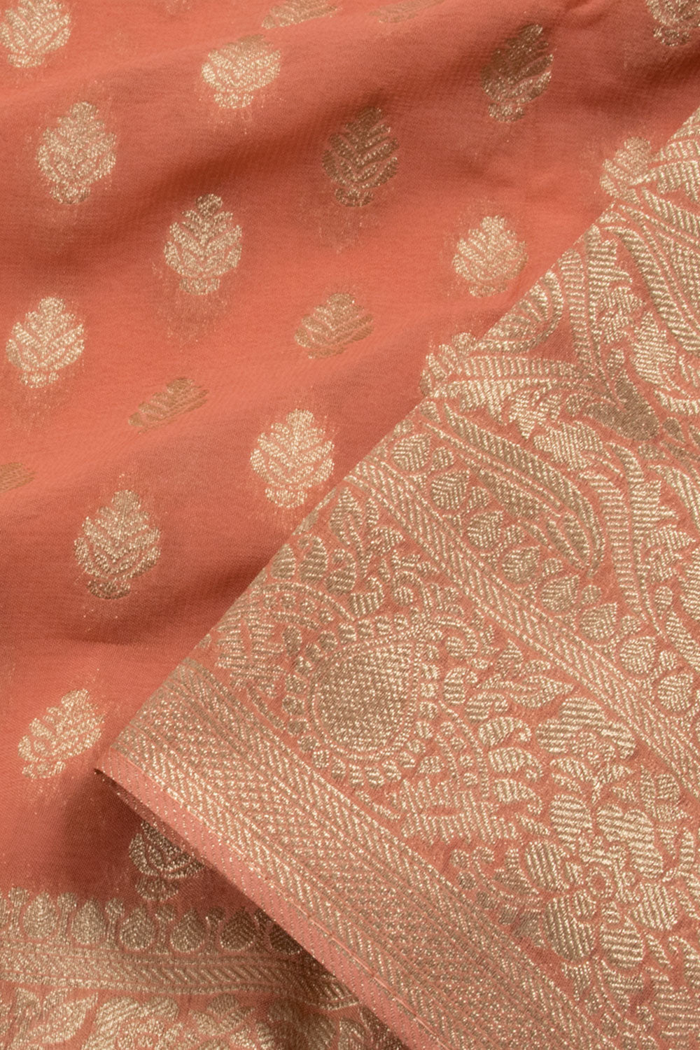 Peach Handloom Banarasi Katrua Georgette Saree 10061109