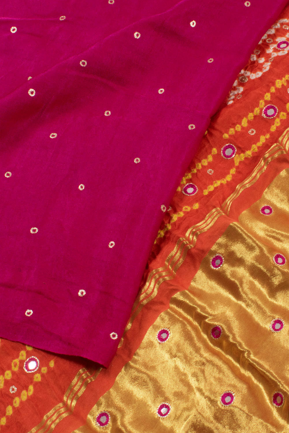 Orchid Purple Handcrafted Bandhani Gajji Silk Saree 10058345