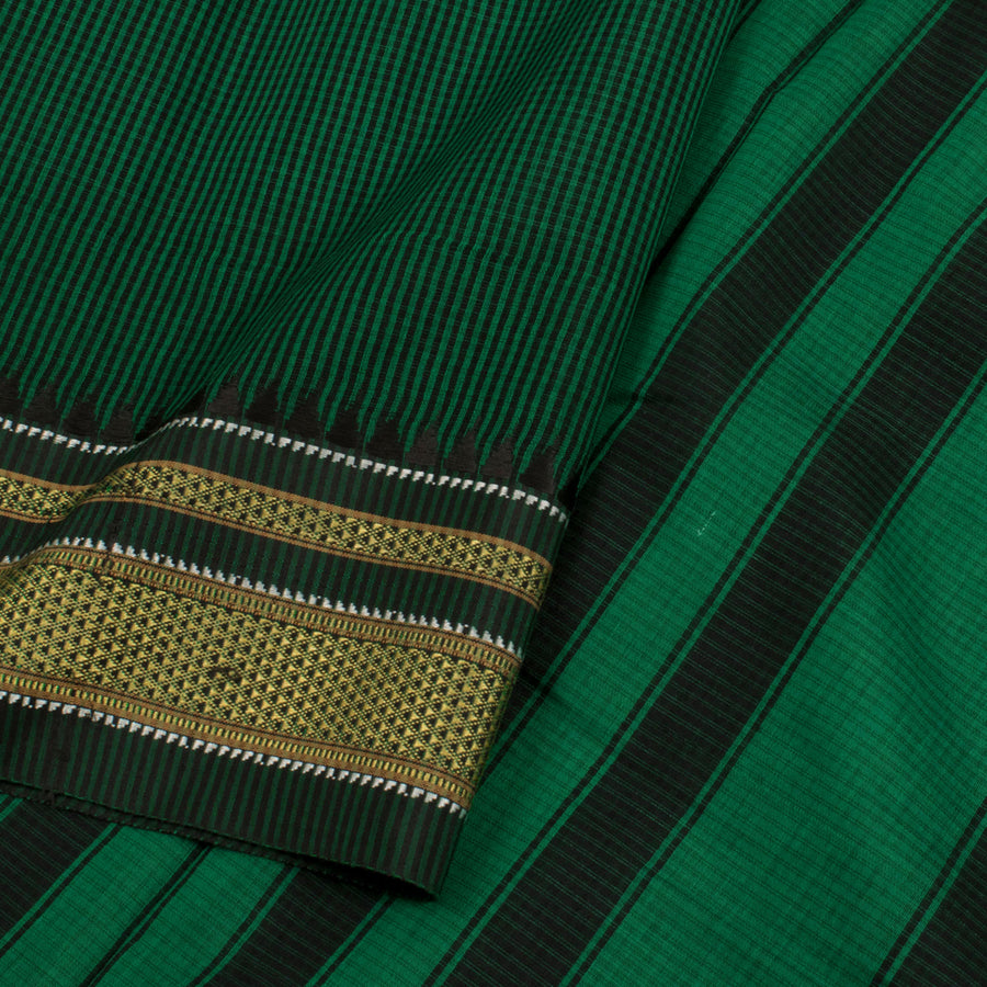 Handloom Narayanpet Cotton Saree with Stripes Design and Diamond Border