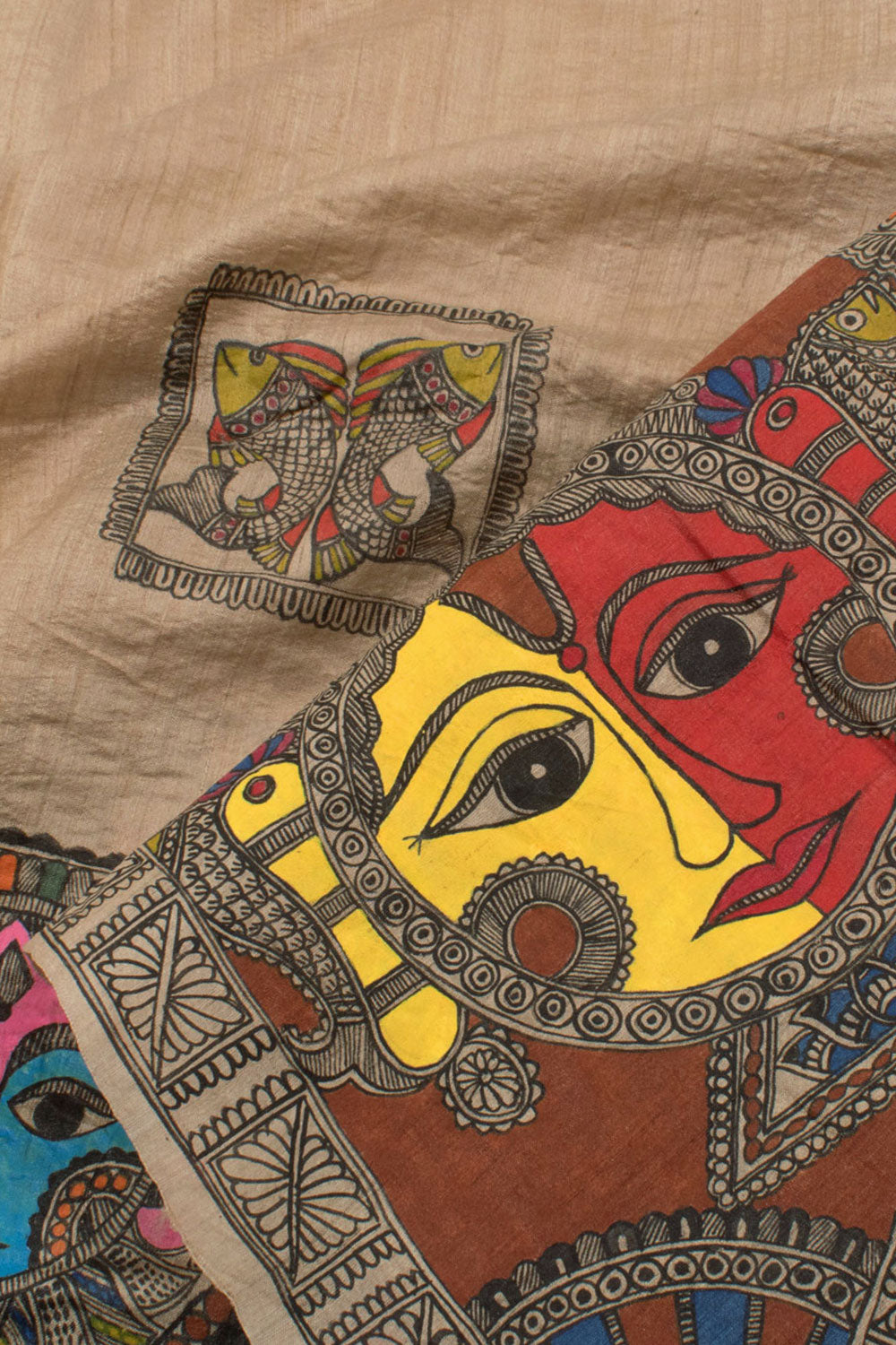 Madhubani Hand Painted Pure Tussar Silk Sari With Blouse Piece. Unique Design  Madhubani Sari. - Etsy