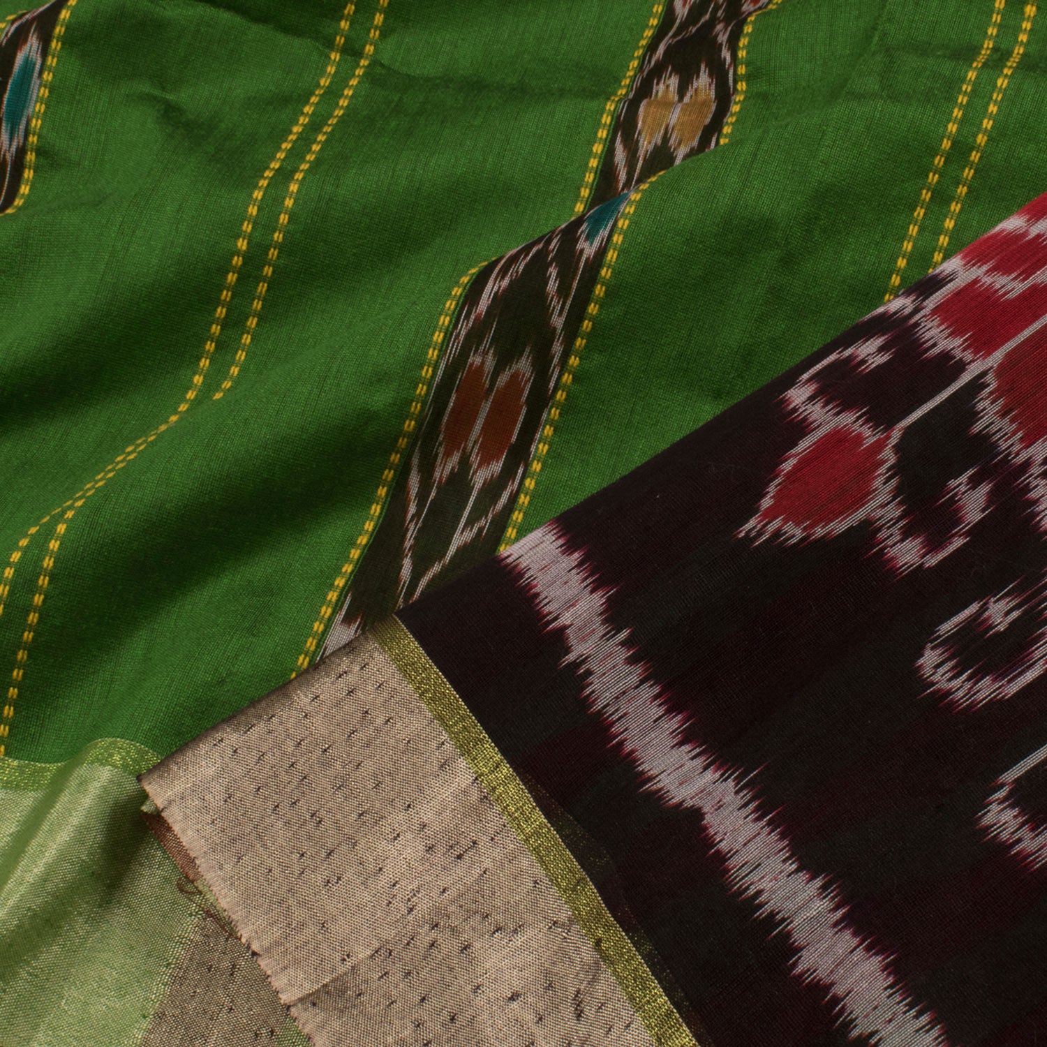 Dazzle Heart | Green Handwoven sambalpuri ikat saree in cotton. -  ShopperBoard