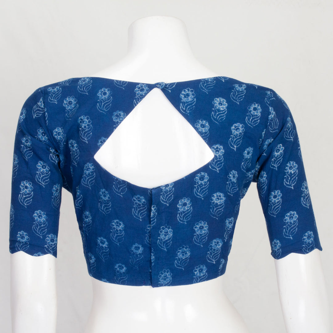 Blue Hand Block Printed Cotton Blouse 10061203