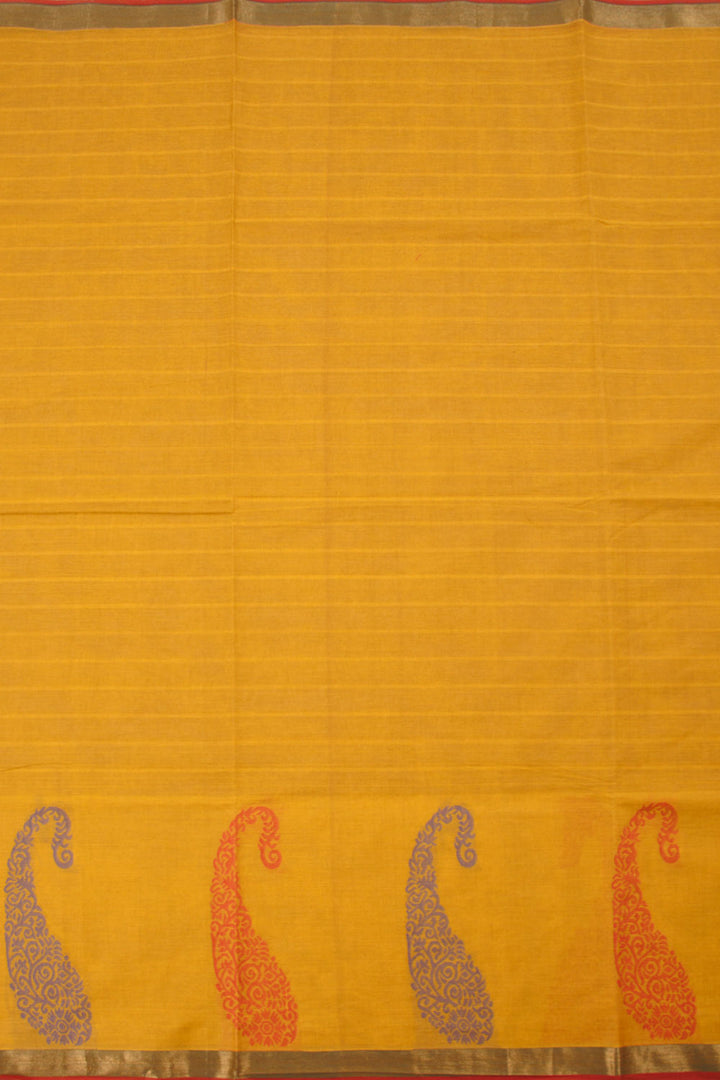 Cyber Yellow Handwoven Kovai Cotton Saree 10059929