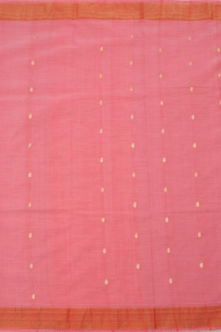 Salmon Pink Handwoven Hastakala Paithani Cotton Saree 10060189