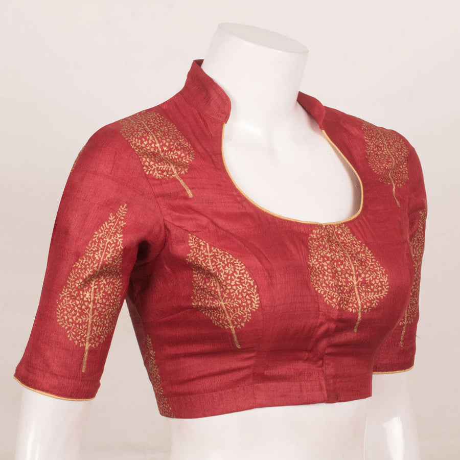 Metallic Printed Tussar Silk Blouse 10058676 – Avishya.com