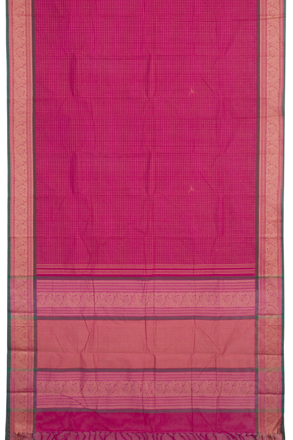 Pink Handwoven Kanchi Cotton Saree 10060871