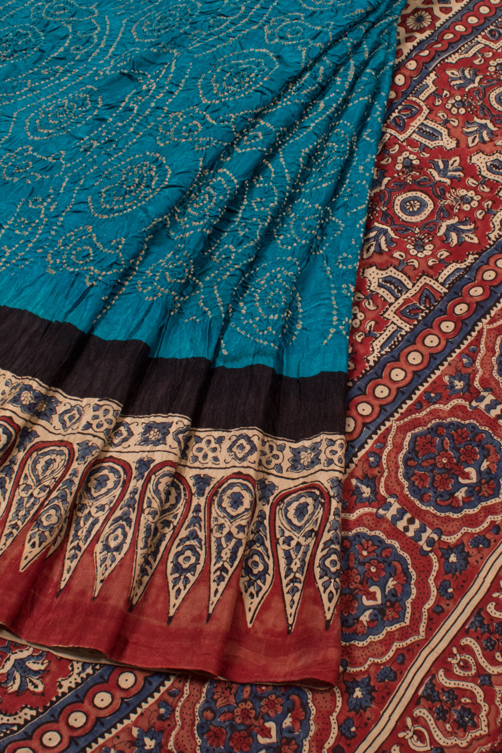 Murtle - Ajrakh hand block printed Modal Silk Saree – Sundarii Handmade  Global