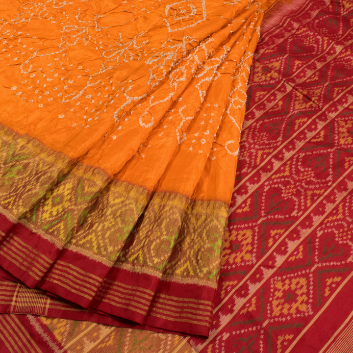 Kanjivaram Pure Zari Bandhani Ikat Silk Saree 10056407