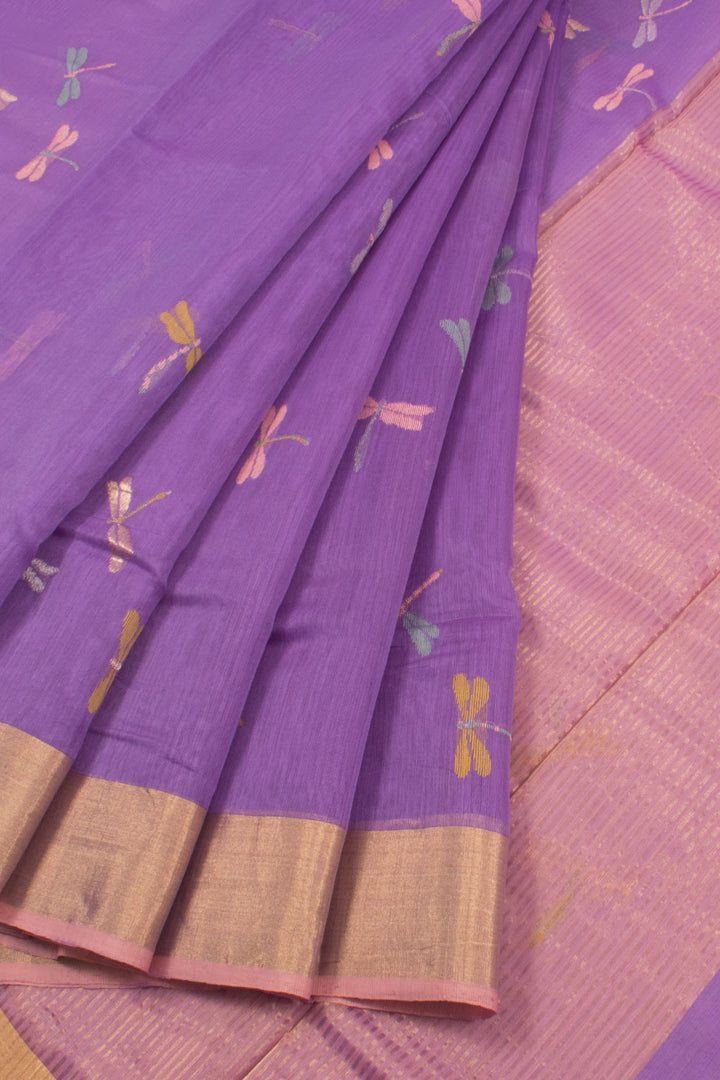 Violet Handloom Chanderi Silk Cotton Saree 10059678